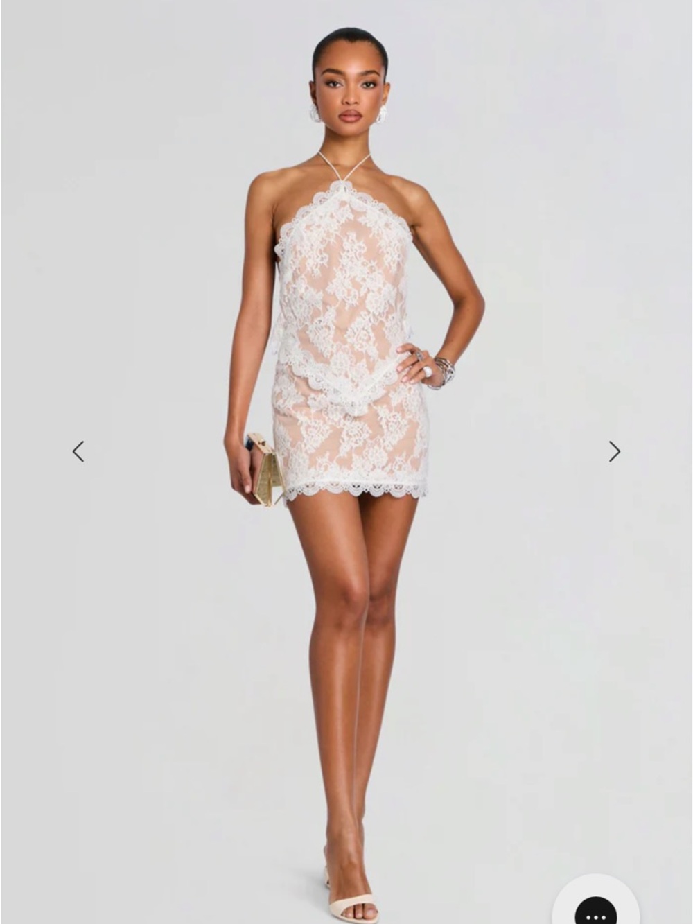 Retrofete Flavio White/Ivory Lace Mini Dress, size XS